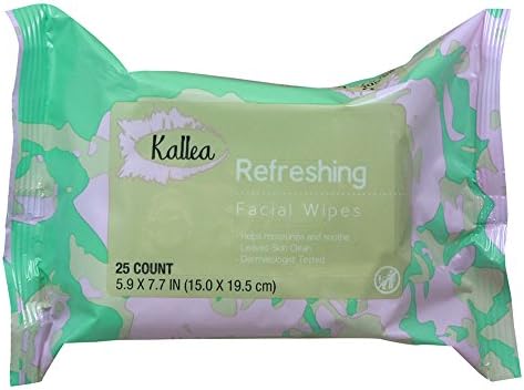 Kallea Refreshing Makeup Remover Towelettes &amp; Facial (Face) Wipes, 25 Count (Pack of 6)