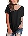 Aokosor Women's Blouse Short Sleeve Casual Tee Shirts Tunic Tops With Pockets Black M