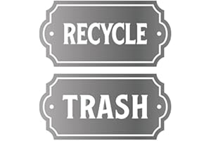 VINYL FRIEND Recycle and Trash Elegant Decal to Organize Trash cans or Garbage containers and Walls - Premium Cut Vinyl (XSmall, Silver)