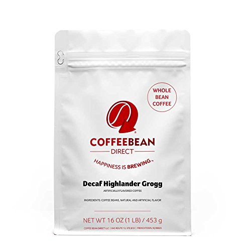 Coffee Bean Direct Decaf Highlander Grogg Flavored, Whole Bean Coffee, 16-Ounce Bags (Pack of 3)