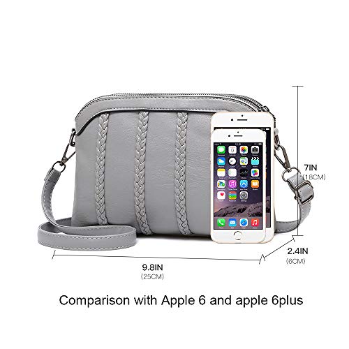 Crossbody Bag for Women Small Leather Phone Purse Wallet Shoulder Bag Trendy Ladies Wristlet Clutch(Gray) - Thumbnail 4