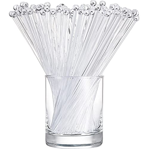 Photo 1 of 100 Pieces Swizzle Sticks Ball Head Stirrer Disposable Plastic Round Top Crystal Bar Swizzle Sticks Cocktail Coffee Drink Stirrers for Party Wedding Supplies
