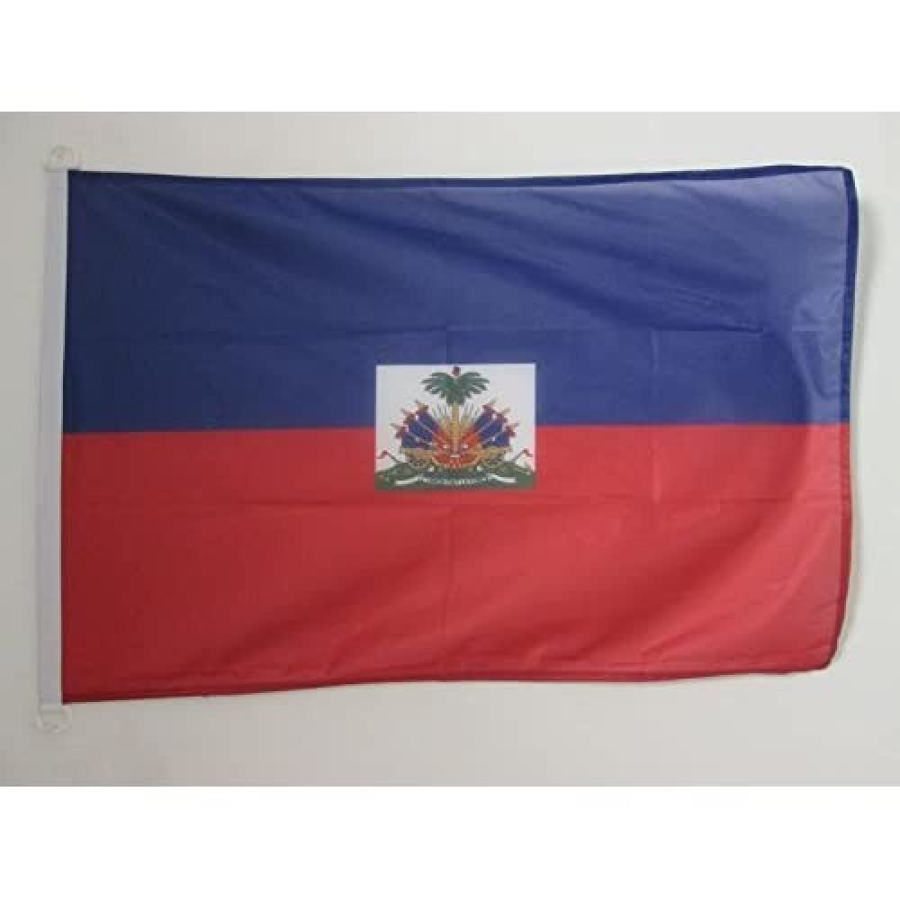 AZ FLAG - Haiti Flag - 2x3 Ft - For Outdoor - Haitian Banner Knitted Polyester with Two Plastic Rings - Fade Resistant - Vivid Colors - 2' x 3' Feet - 90x60 Cm