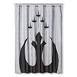 Star Wars X Wing Starfighter Rebellion Symbol Shower Curtain Gray and Black 72X72 Inches