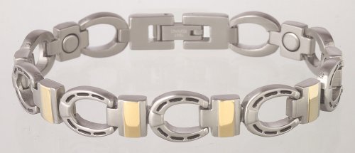 UPC 700413225754, Sabona Silver Horseshoe Duet Magnetic Bracelet - Large