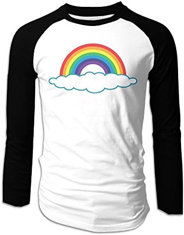 Supar Men's Rainbow Casual Raglan Jersey Shirt Long Sleeve Athletic Jersey S-2XL