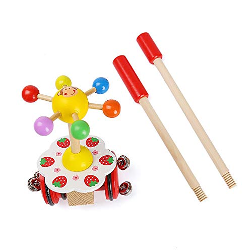 O-Toys Baby Walker Wooden Push and Pull Walking Toy Push Along Strawberry with Wheel for Boys Girls Infant Kids 18 Months and Up