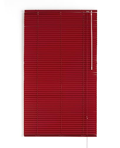 Decorblind | Jalousie aus Aluminium, Maße: 90 x 180 cm, mit Lamellen: 25 mm, Venezianisch, höhenverstellbar in Höhe und Öffnung, Kindersicherheit, feuchtigkeitsbeständig, Aluminiumvenezian, Farbe: Rot