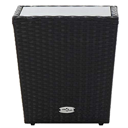Tidyard Bistroset 3-TLG. Gartensitzgruppe mit Beistelltisch, Rattan Gartenset, Balkonset Balkonmöbel Gartengarnitur Tisch Stühle Poly Rattan Hartglas Schwarz – Bild 6