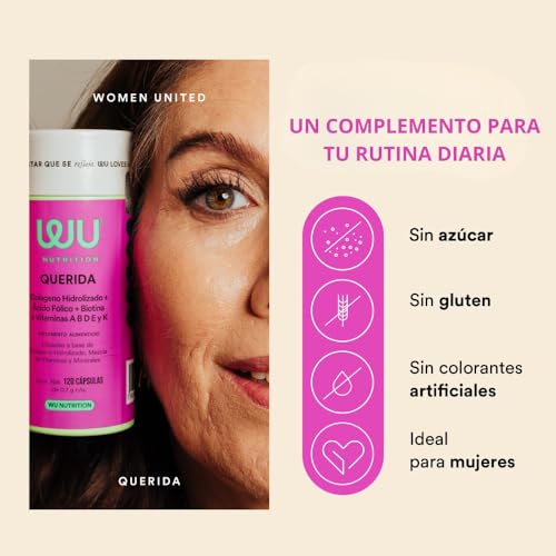 WU Nutrition QUERIDA Multivitamínico para Mujer | Complejo B, C, D3 y E | Con Colágeno, Biotina, Ácido Fólico, Magnesio y Hierro | 120 Cápsulas | Fórmula con 20 Ingredientes | 2 meses de consumo