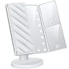 TICWELL Essential Makeup Mirror with Lights Vanity Lighted Trifold Mirror 1x 2X 3X Magnification, Adjustable Touch…