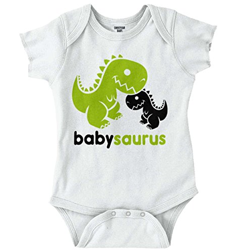 Babysaurus Funny Dinosaur Cute Mommy Daddy Cartoon T Rex Baby Onesie Bodysuit