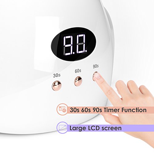 Nail Dryer Lamp, Carttiya 12W LED/UV Nail Polish Curing Lamp, White - Thumbnail 3