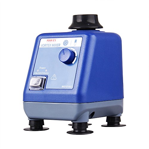 Four E's Scientific Laboratory Vortex Mixer Speed 0-3000rpm, Orbital Diameter 6mm, 50/60Hz, Touch and Continuous Modes, Mix 50ml containers Within 3 Seconds - Benchtop for Clinic Classroom Lab