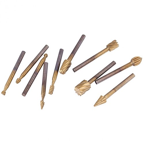 SISHUINIANHUA 10Pcs/Set HSS Titanium Routing Milling Rotary Burrs File Wood Woodworking Carving Carved Knife Tools Accessories