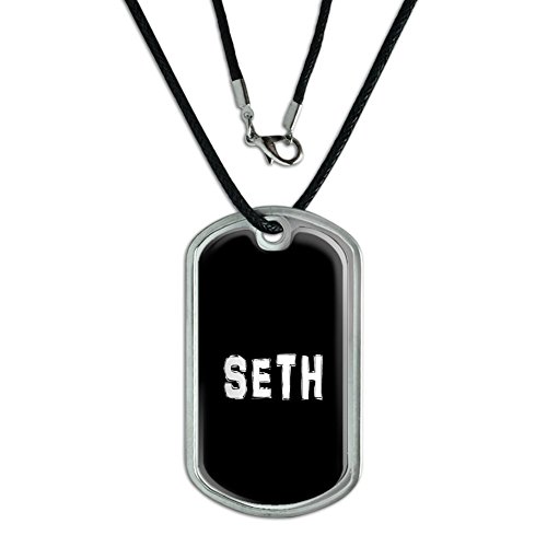 Seth - Name Military Dog Tag Black Cord Necklace