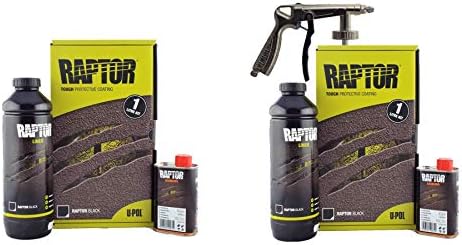 UPol Raptor Liner Black 1L Urethene Truck Coating Kit X2 PACK + 1 Underbody Gun U-POL