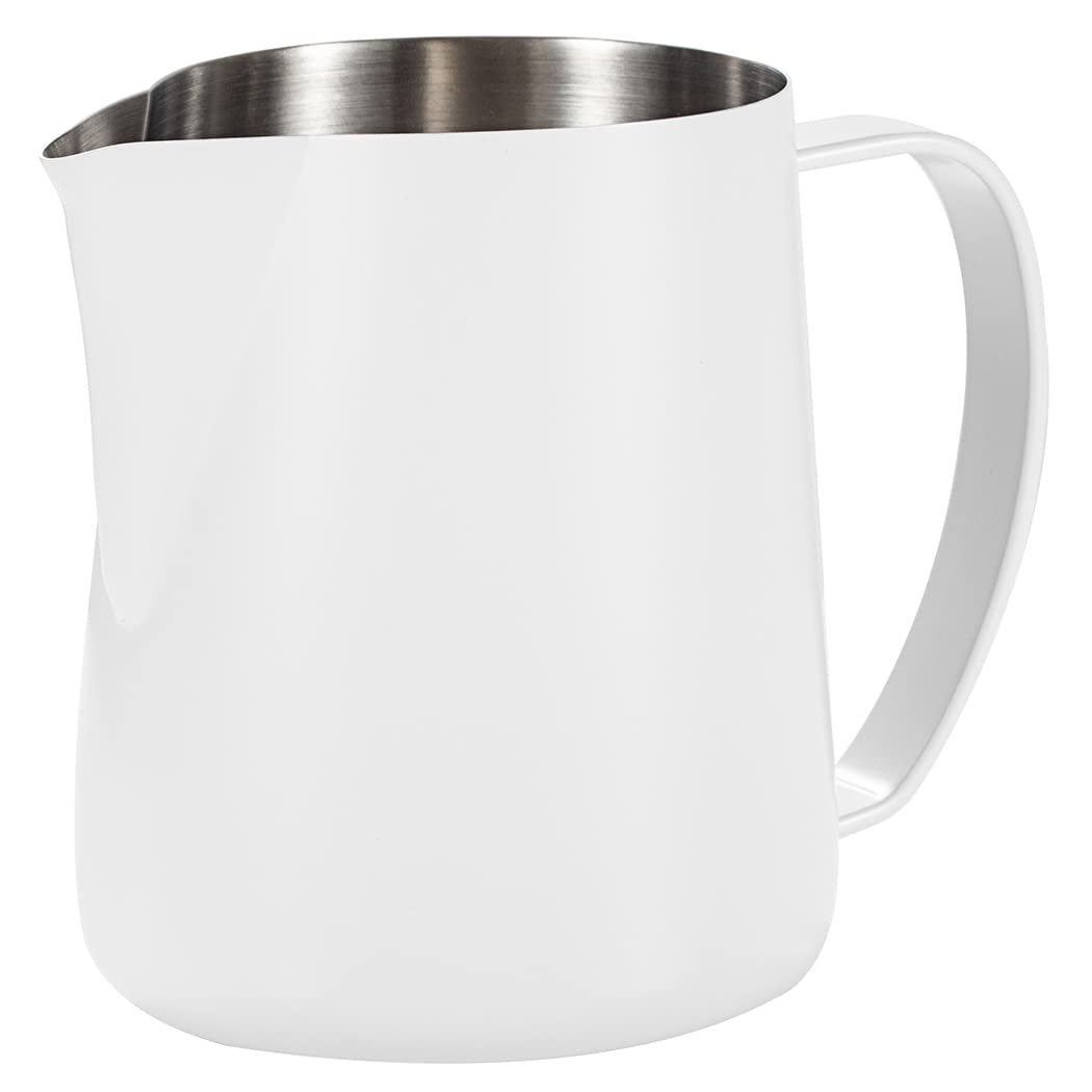 Dianoo Milk Frothing Pitcher, 600ML Stainless Steel Espresso Steaming Pitcher, Coffee Frothing Cup for Cappuccino Latte, White — image 1