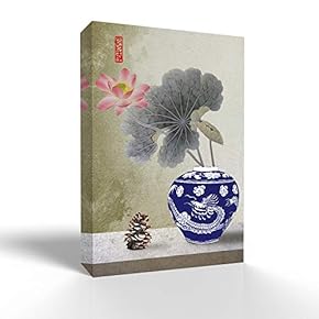 Canvas Wall Art Blue and White Porcelain Pictures Home Wall Decorations for Bedroom Living Room Paintings Canvas Prints Framed - 12x18 inches