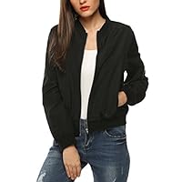 Zeagoo Womens Classic Quilted Jacket Short Bomber Jacket Coat, Black, Small