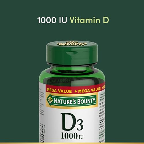 NATURE'S BOUNTY Vitamin D3, 1000 IU, Mega Value, Helps Support Immune Function, Helps Develop & Maintain Bones & Teeth, Helps in Absorption Of Calcium & Phosphorus, 500 Softgels, 118 g