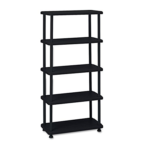 Iceberg ICE20851 Rough 'N Ready High-Density Plastic Open Storage System, 36" Width x 74" Height x 18" Depth, 5 Shelves, Black