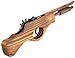 Longji Wooden Elastic Rubber Band Double Barrel Elongated Shotgun Toy Gun 5 Rapid Shots