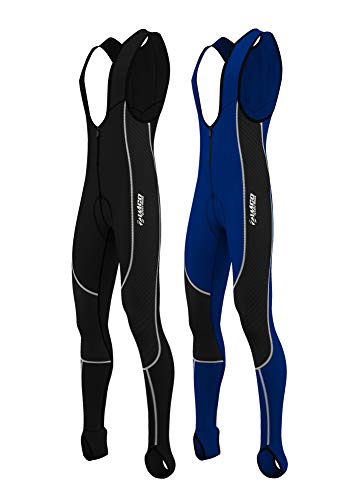 Zimco Men Bicycle Windbreak Bib Pants Thermal Insulated Cycling Bib Tight Coolmax Padded (M, Navy Blue)