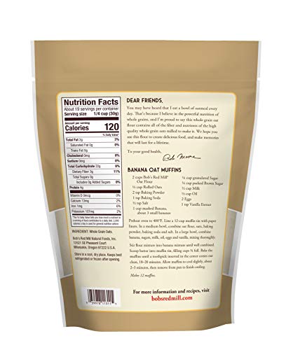 Whole Grain Oat Flour, 20 Ounce (Pack of 4)