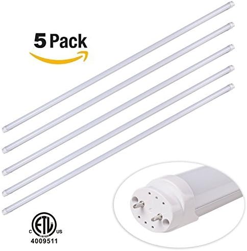 5-Pack of ZHONGQIAN ET1200 T8 LED Shop Light Tubes - 4ft, 20W (40W equivalent), 5000K (Daylight Glow), Single-Ended Power, Frosted Cover, G13 Lighting Fixtures, ETL-Listed