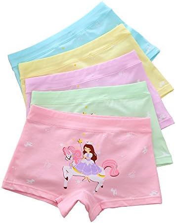 Jiaboy 5 of Pack Girls Panties Princess Print Little Girls Underwear Cotton Boyshorts Hipster Kids Briefs 3-10 Years
