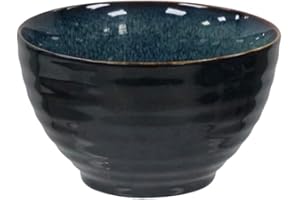 Cuisine Talent Japanese Style Heavyweight Ceramic Bowls, 5.8 Inch Rice & Soup Bowls, Set of 6 – Thick Stoneware with Blue Rea