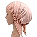 NMM Global 100% Natural Silk Night Sleep Cap Soft Sleeping Bonnet for Women Hair Care (Pink)