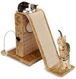 Penn Plax Cat Activity Center with Sisal Slide Scratch Mat and Double Dangle Toy