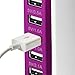 USB Tower Power Adapter 6-Port Smart IC Tech Charging Station with Quick Charge 2.1 for Phone, Tablets, and More (Purple)