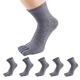 Five Finger Socks, PACKGOUT Toe Socks Soft & Breathable Running Crew Socks for Mens, 5 Pairs Socks Included