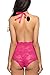 Avidlove Women Halter Lingerie One Piece Lace Jumpsuit Mini Babydoll Rose Red XXL