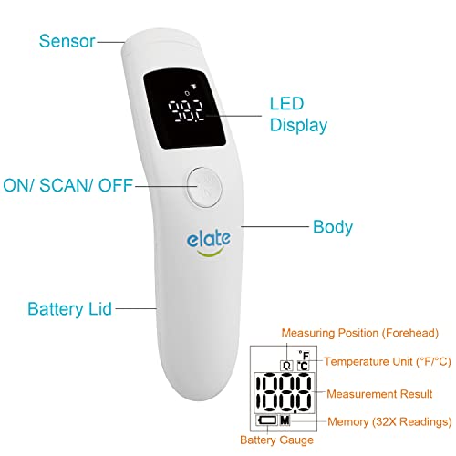 Elate NoTouch Forehead Thermometer Hospital Medical Grade Non