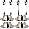 Stainless Steel Egg Cup Holder Set with Spoon for Soft Boiled Egg Holder Tableware Kitchen Tools