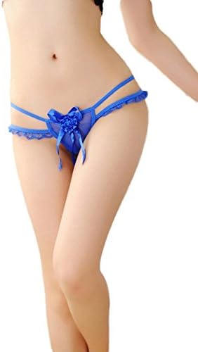 HitZoom Women's Crotchless Lace Panty with Bows