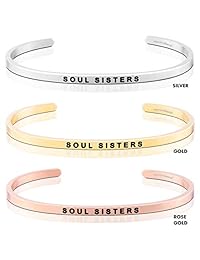 Pulsera MantraBand con inscripción en inglés «Soul Sisters» grabada con texto en inglés «Inspirational Engraved Adjustable Mantra», plata, oro, oro rosa, regalo para mujer