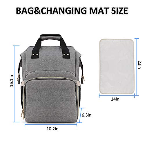 Diaper Bag Backpack for Mom Baby Bacpack Diaper bag Multi-Function Water-resistant Include Changing Pad Large Capacity For Mom & Dad (Grey)
