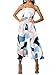 VIEWIM Women's Strapless Floral Print Off Shoulder Romper Wide Leg Pants Jumpsuit