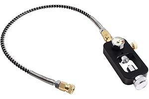 Gurlleu Scuba Yoke Valve Refill Station 4500psi High Pressure PCP Paintball HPA Tank Charging System with Foster Quick-Detach Fill Whip Hose Assembly