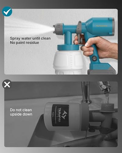 Tilswall Cordless Paint Sprayer, Paint Gun with 1000ml High Capacity Container Compatible for Dewalt 20V Battery(Not Included), 20 fl oz Cup, 2 Nozzles & 3 Patterns -for House Painting, Furniture