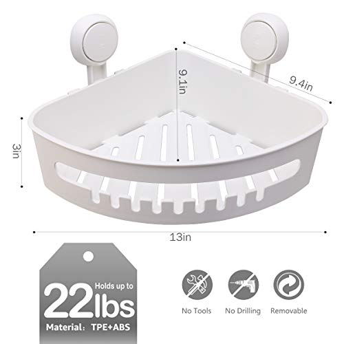 LEVERLOC Corner Shower Caddy Shower Shelf Suction Cup Wall Mounted