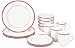 AmazonBasics 16-Piece Cafe Stripe Kitchen Dinnerware Set, Plates, Bowls, Mugs, Service for 4, Red