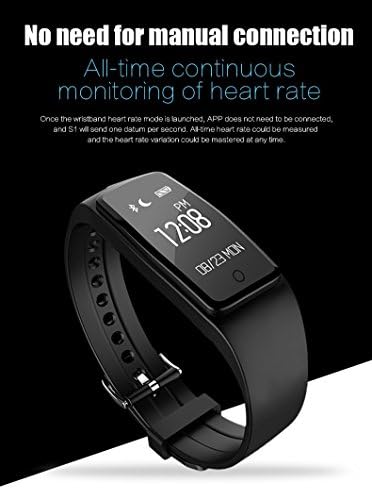 Activity Wristband Touch Screen Bluetooth Sport HR Wireless Health Waterproof Heart Rate Bracelet Digital Smater Intelligent Watch Various Colors Optional (Black)