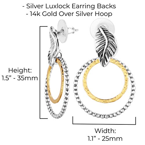 PZ Paz Creations 925 Sterling Silver Double Hoop Stud Earrings (Gold-Plated-Silver)