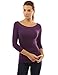 PattyBoutik Women's Boat Neck Raglan 3/4 Sleeve Blouse (Dark Purple L)